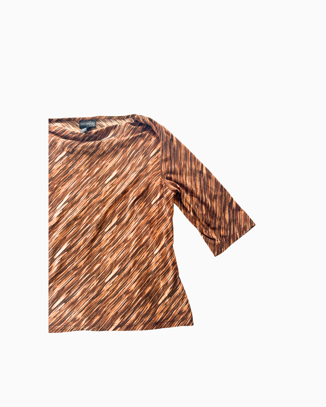 Brown patterned shirt on a white background
