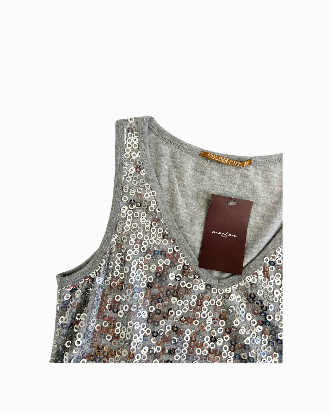 Sequin Golden Cut Tank | M |