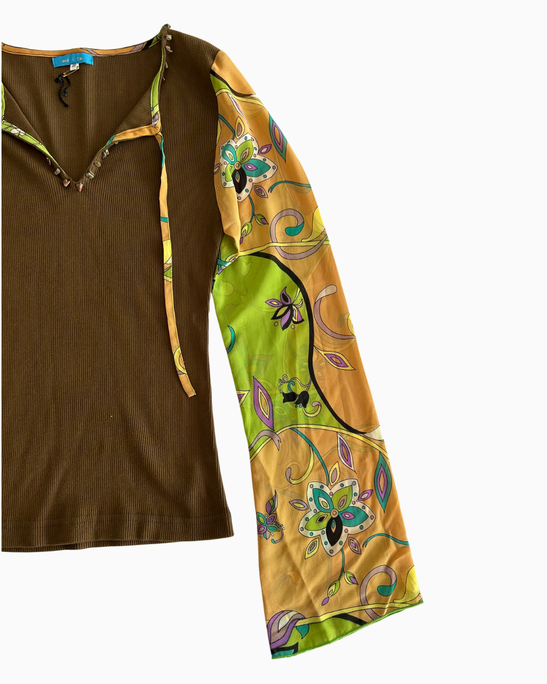 70's Style Beaded Long Sleeve | XS |