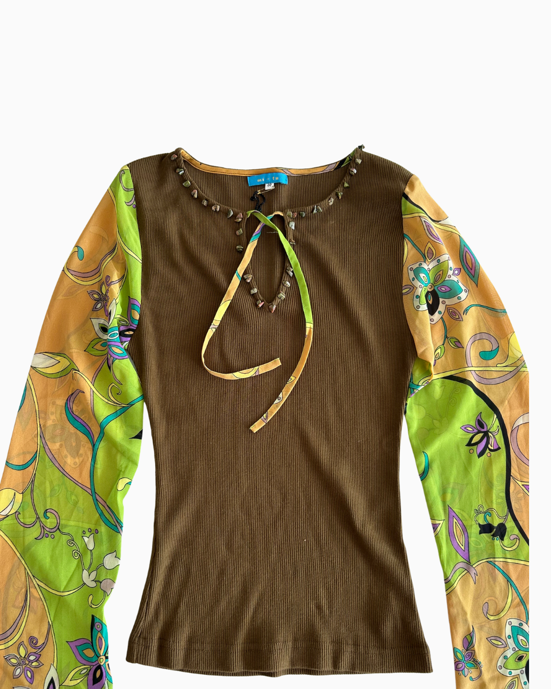 70's Style Beaded Long Sleeve | XS |