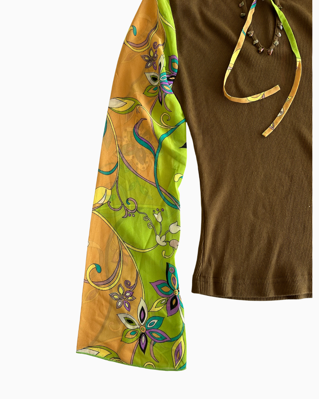 70's Style Beaded Long Sleeve | XS |
