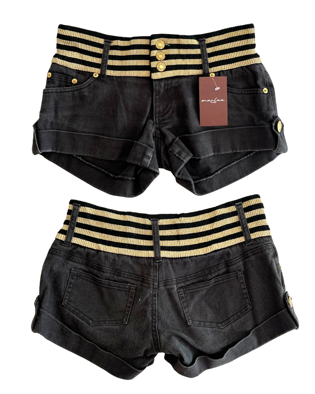 Y2K Gold Micro Mini Shorts | Size M |