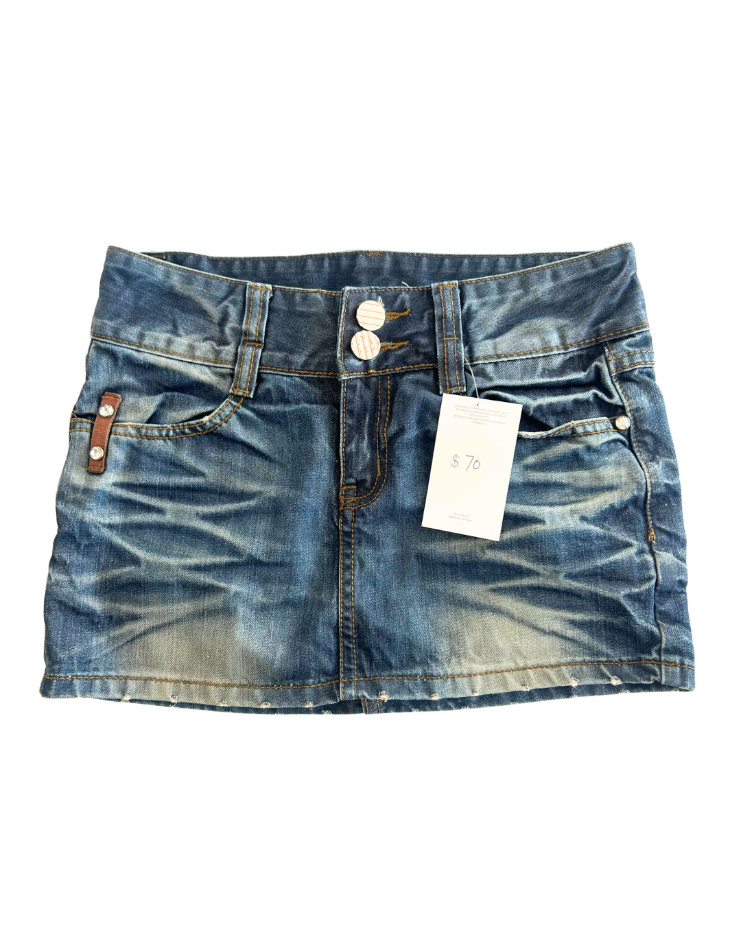 Y2K Stud Denim Skirt | Size S |