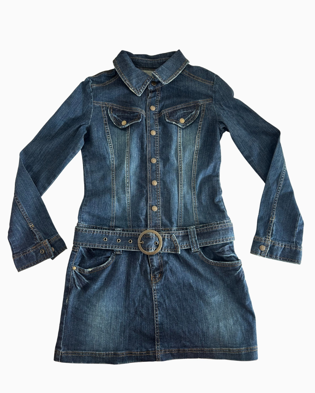 Y2K Denim Belt Dress | L |