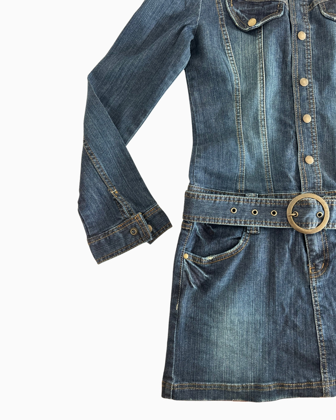 Y2K Denim Belt Dress | L |