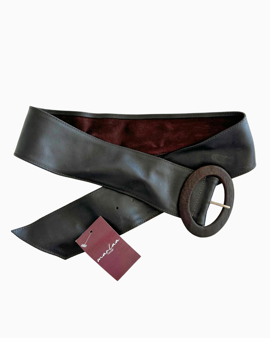 Chunky Buckle Leather Belt | M |