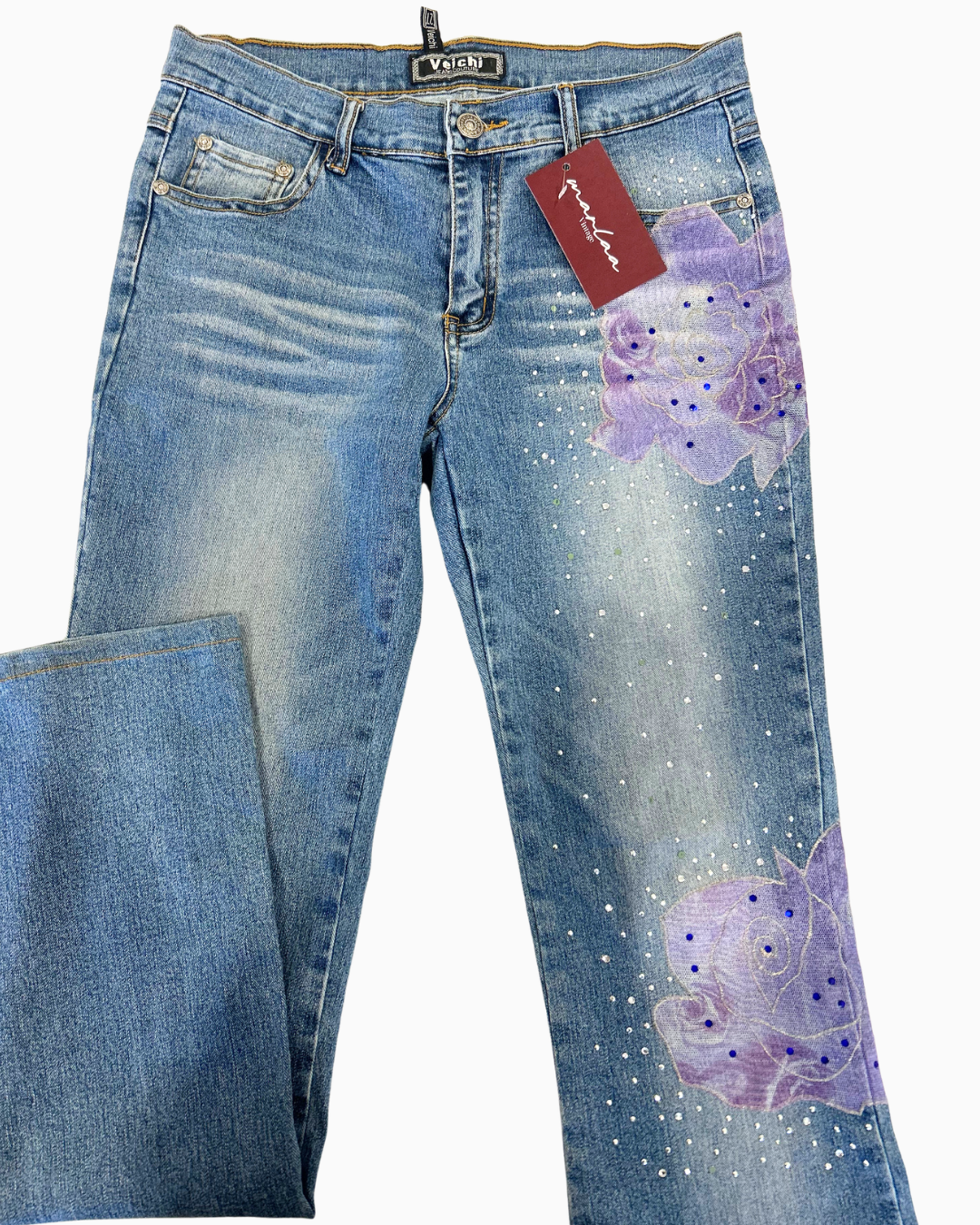 Fairy Studded Lace Flare Jeans | XS |