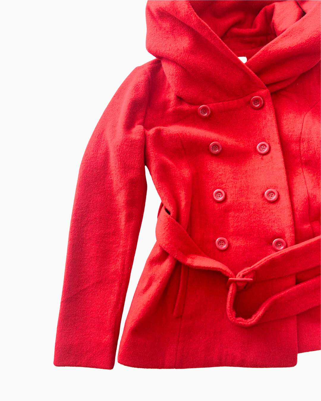 Cute Buckle Belt Cropped Coat | S |