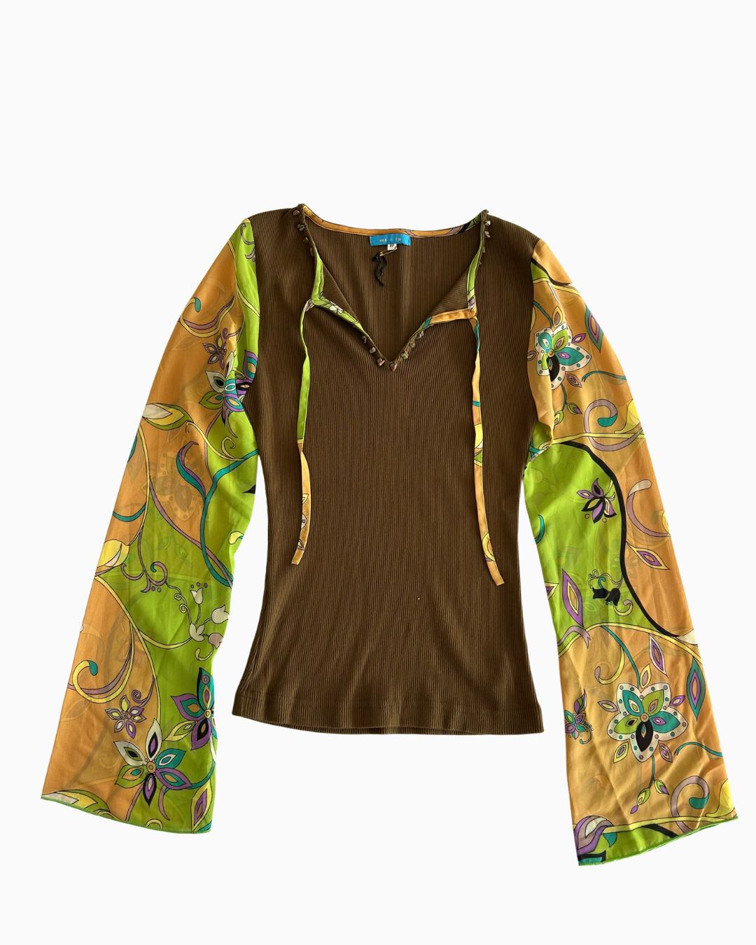 70's Style Beaded Long Sleeve | XS |