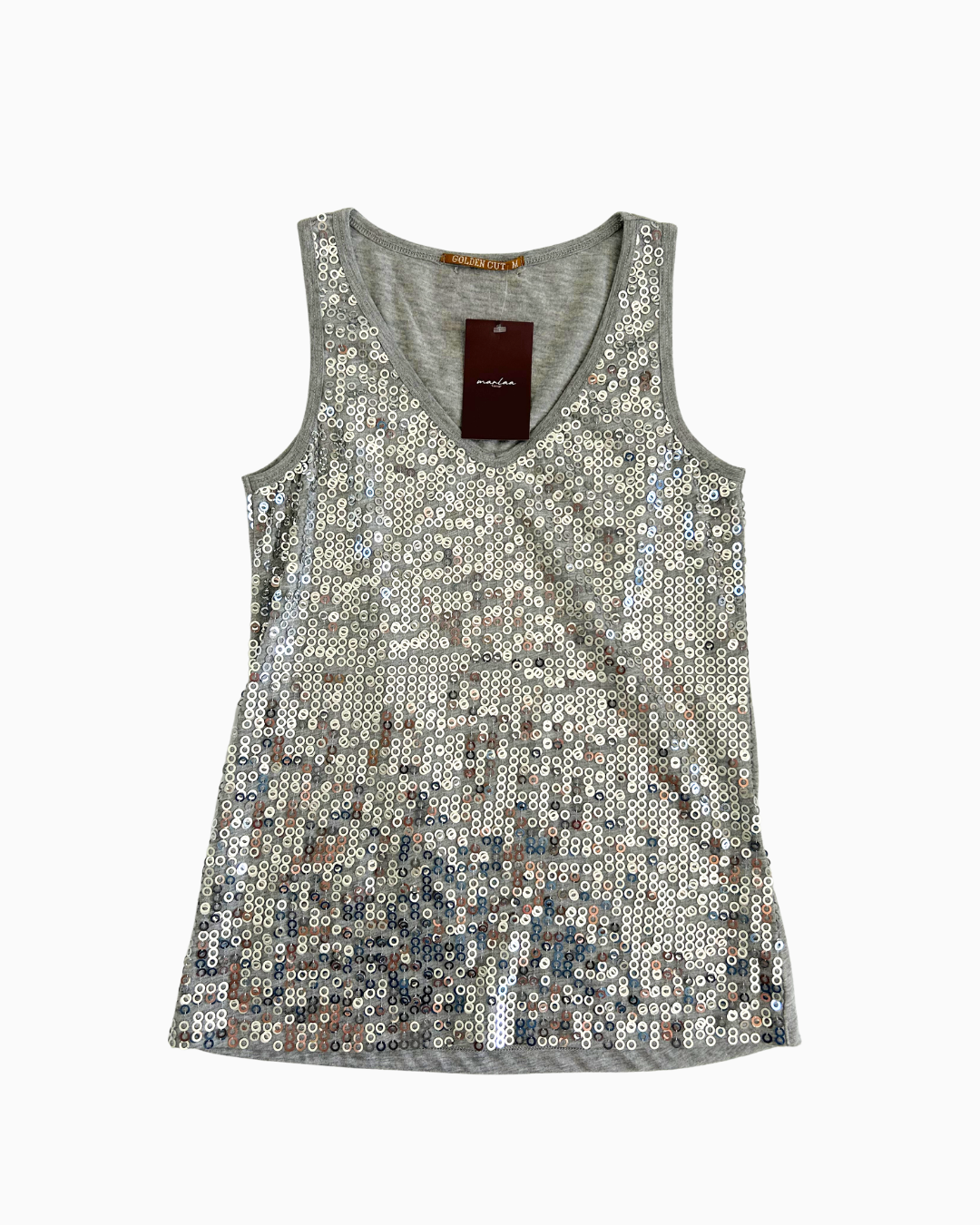 Sequin Golden Cut Tank | M |
