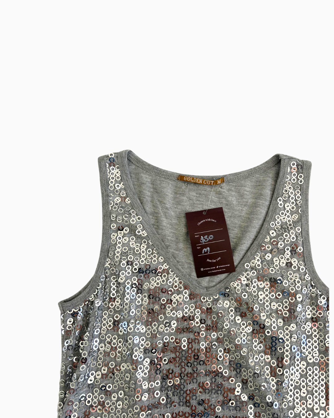 Sequin Golden Cut Tank | M |