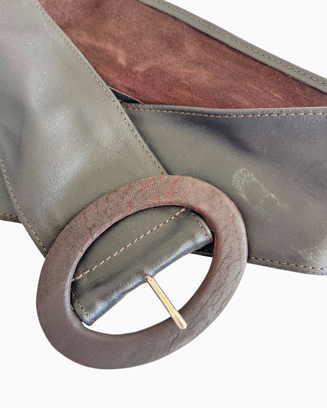 Chunky Buckle Leather Belt | M |