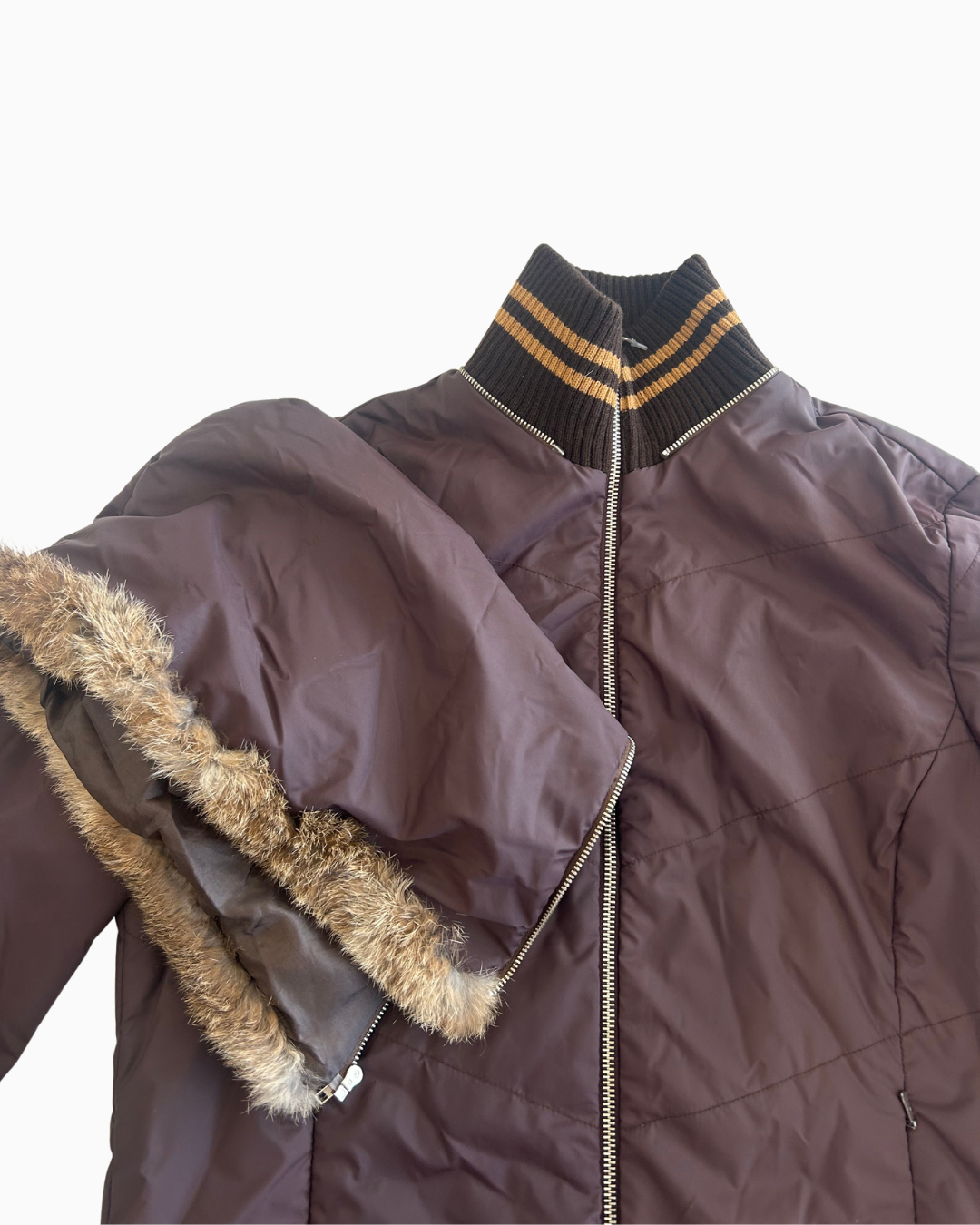 Y2K Grunge Fur Zip-Up Hoodie | S |