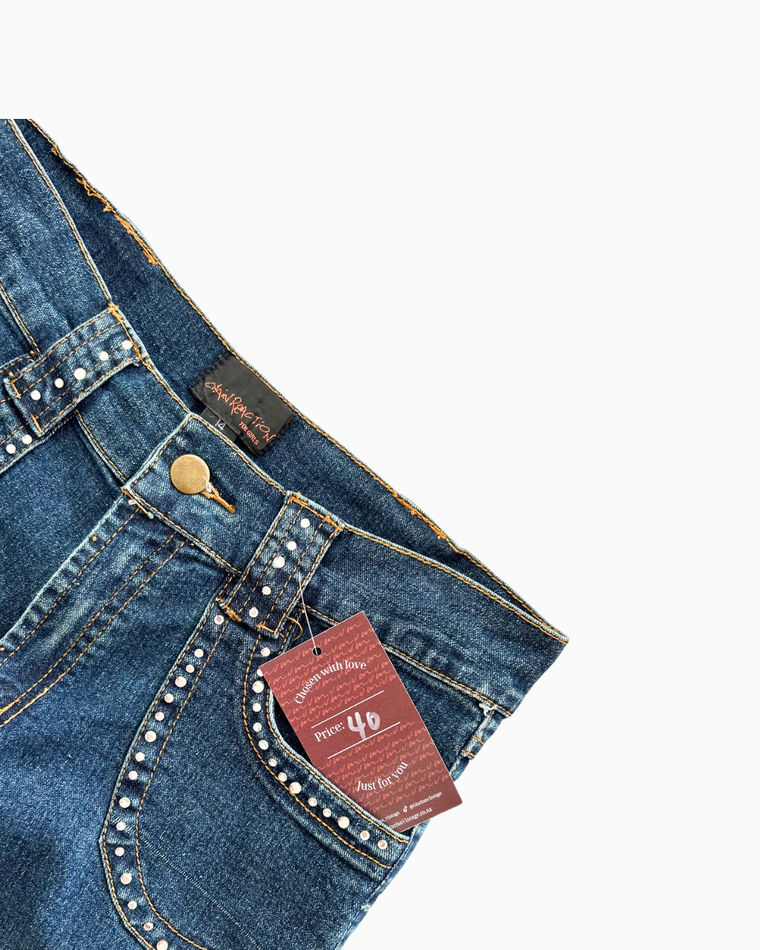 Vintage Studded Chain Reaction Jeans | XS |