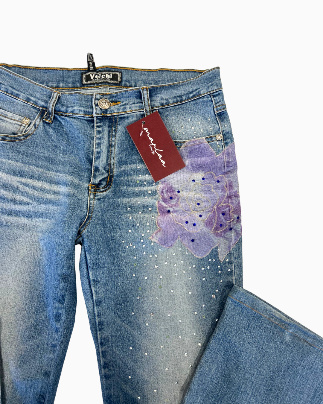 Fairy Studded Lace Flare Jeans | XS |