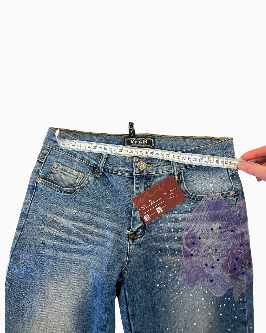 Fairy Studded Lace Flare Jeans | XS |
