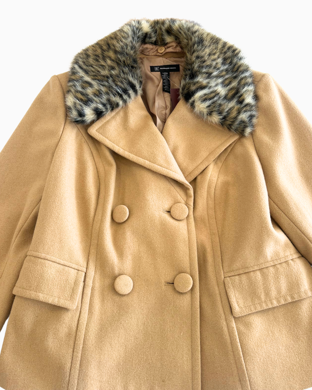 Vintage Wool Leopard Coat | L |