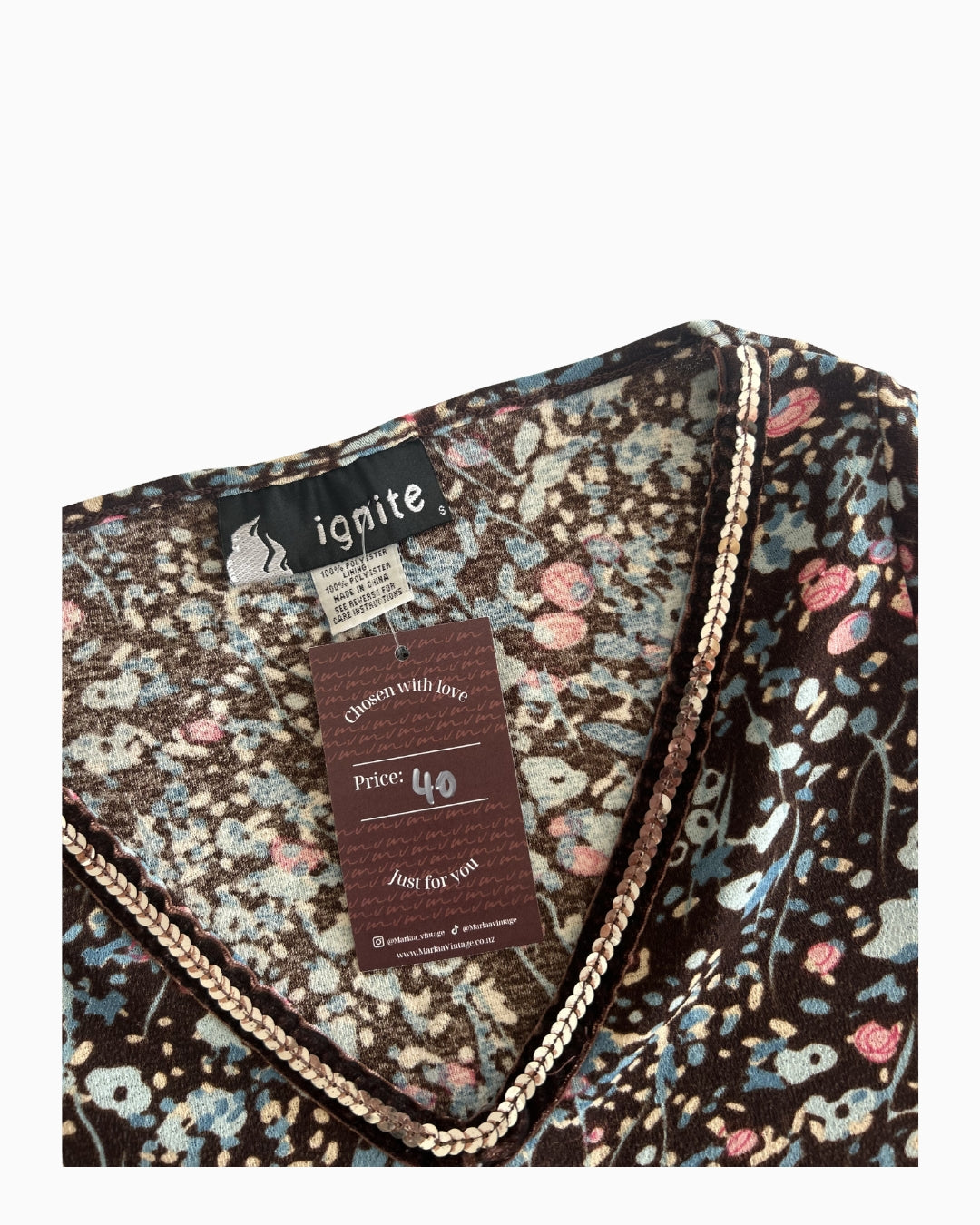 Vintage Floral Sequin Top | S |