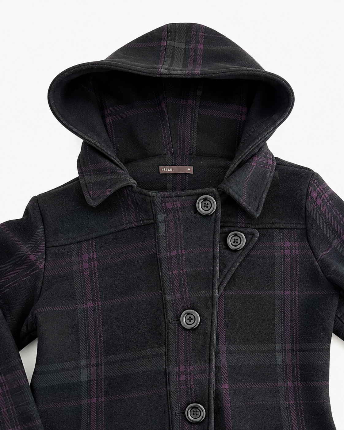 Vintage Wool Plaid Hooded Jacket | M |